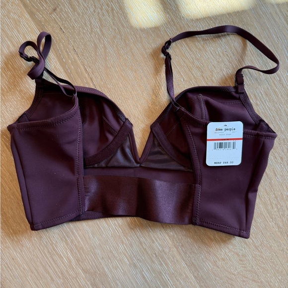 Free People Bralette Bundle XS NWT Lace & Longline Bras Pink + Burgundy Set (2) - Picture 5 of 5